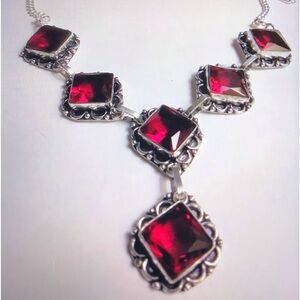 Garnet Stamped 925 Sterling Silver Necklace